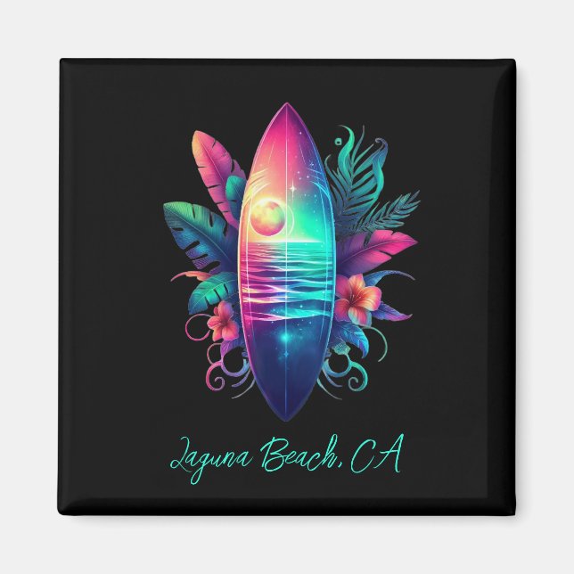 Surfbrett Tropischer Strand- Magnet (Vorne)