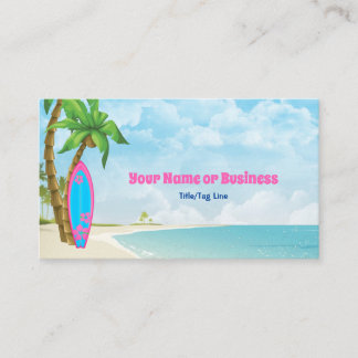 Surfbrett und das tropische Strandsurfen Visitenkarte