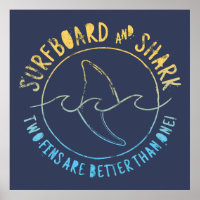 Surfbrett und Haifisch Funny Surfer Sommer
