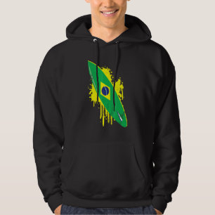 Surfbrett Vintag mit brasilianischer Flagge - Surf Hoodie