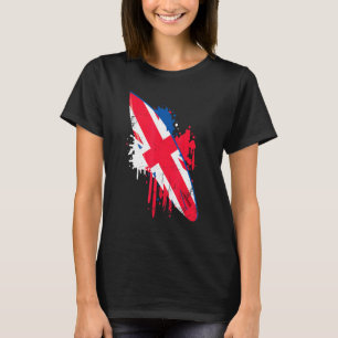 Surfbrett Vintag mit Unijack UK Flag - Surfin T-Shirt