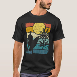 Surfbrett Wassersportsurfer Retro Tropischer Surfi T-Shirt