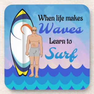 Surfbrett Wasserwellen inspirierend Zitat Getränkeuntersetzer