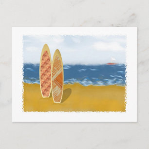 Surfbretter am Strand Postkarte