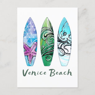 Surfbretter am Strand von Venedig Postkarte