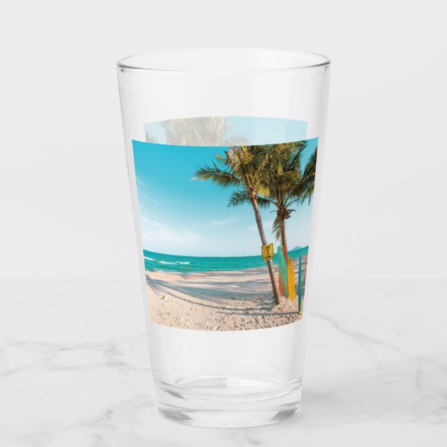 Surfbretter am Strand werfen Kissen Glas (Vorderseite)