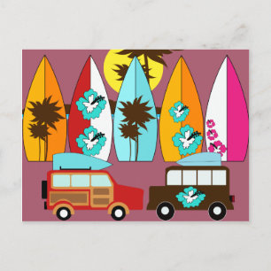 Surfbretter Beach Bum Surfing Hippie Vans Postkarte