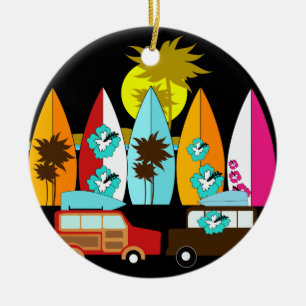 Surfbretter Beach Bum Surfing Surfer Hippie Vans Keramik Ornament