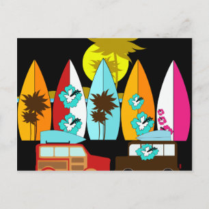 Surfbretter Beach Bum Surfing Surfer Hippie Vans Postkarte
