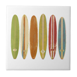 Surfbretter mit Longboard Vintag im Retro-Stil Fliese
