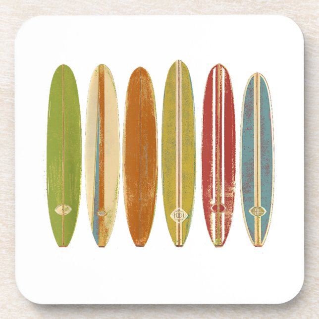 Surfbretter mit Longboard Vintag im Retro-Stil Getränkeuntersetzer (Vorderseite)