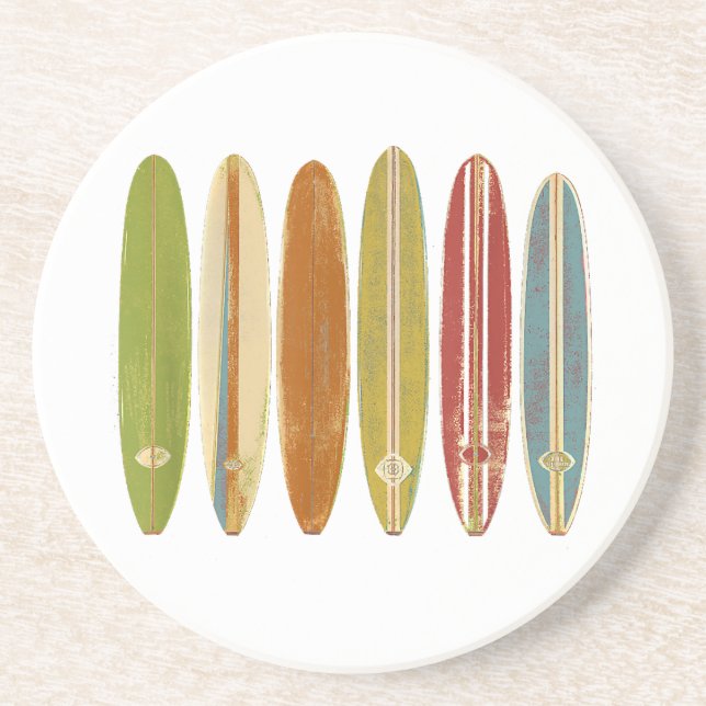 Surfbretter mit Longboard Vintag im Retro-Stil Getränkeuntersetzer (Vorne)