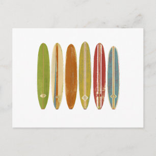 Surfbretter mit Longboard Vintag im Retro-Stil Postkarte