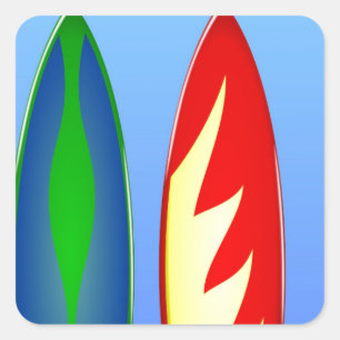 Surfbretter Retro-Surfen Quadratischer Aufkleber