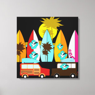 Surfbretter Strand Bum Surfen Hippie Vans Leinwanddruck