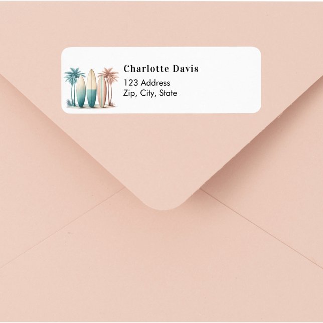 Surfbretter, tropische Strandretro-Rücksendeadress (Von Creator hochgeladen)