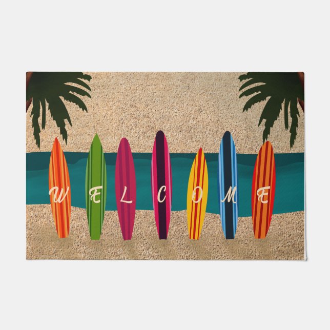 Surfbretter vor der Tür Matte, Surfliebhaber Fußmatte (Vorderseite)