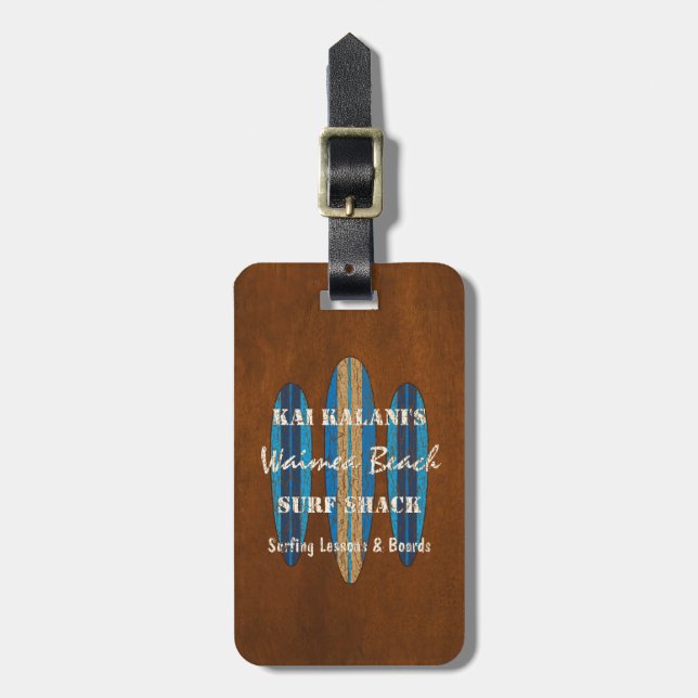 Surfbretter zeichnen Monogramm Hawaiian Surfboards Gepäckanhänger (Vorderseite vertikal)