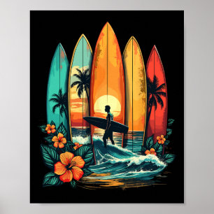 Surfbrettfahrer Hawaii Welle Surfen Strand Surfer  Poster