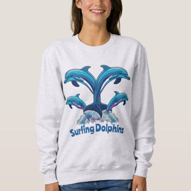 Surfdelfine Sweatshirt (Vorderseite)