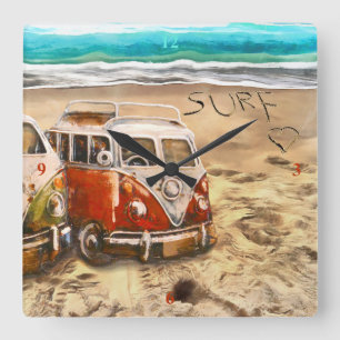 Surfduden, Quadratische Wanduhr