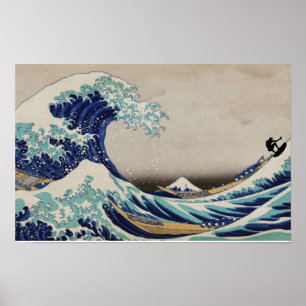 Surfe auf der Großen Welle Poster
