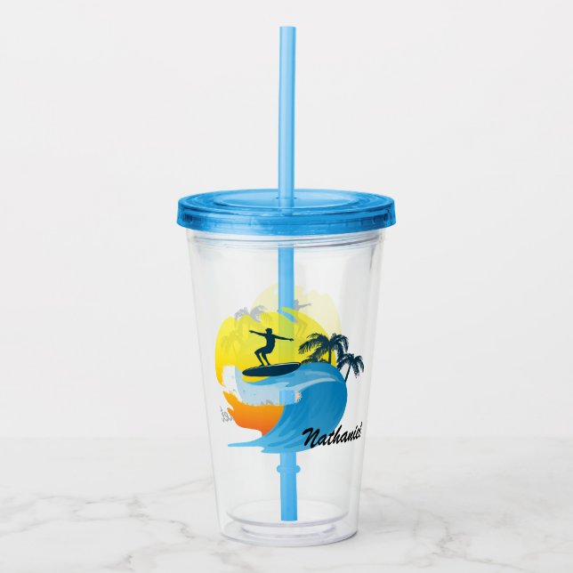 Surfen Akrylic Tumbler Acryltrinkbecher (Vorderseite)