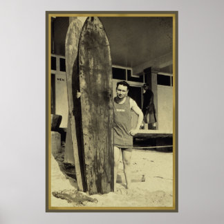 Surfen am Meer in hawaii Vintag Surf Sports Fan Poster