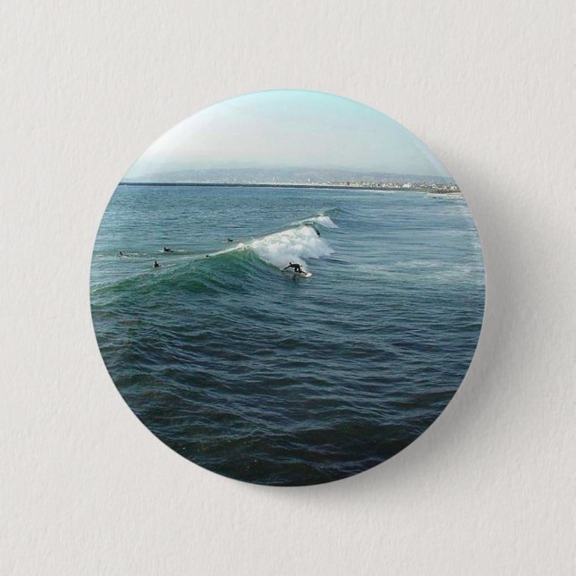 Surfen am Ozean-Strand Button (Vorderseite)