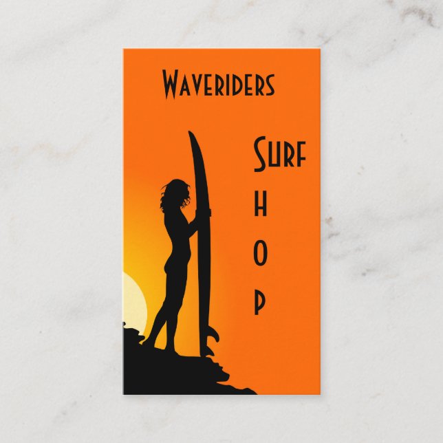 Surfen am Strand von Visitenkarte, Surfen, Surfen Hinweiskarte (Vorderseite)