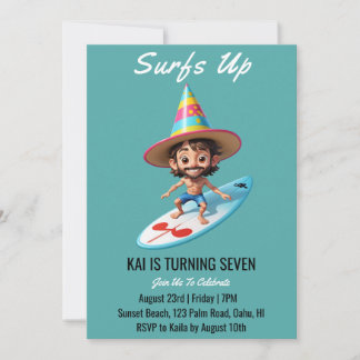 Surfen am Surfstrand Geburtstagsfeier Einladung
