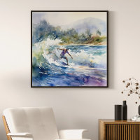 Surfen an der Nordküste Oahu Hawaii Art Print