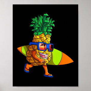 Surfen Ananas Shirt Männer Kinder Sommerurlaub S Poster