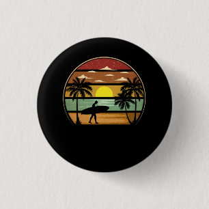 Surfen Apparel Surf Vintag Sunset Beach Palm Tre Button
