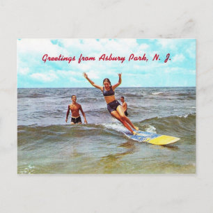 Surfen, Asbury Park, NJ Vintag Postkarte