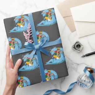Surfen auf Blue Wave Geschenkpapier
