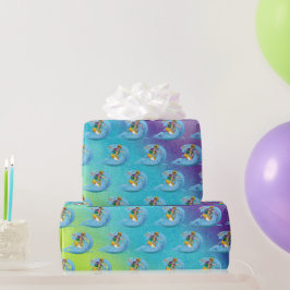 Surfen auf Blue Wave Geschenkpapier