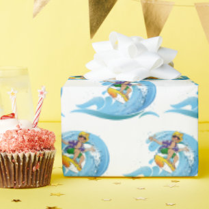 Surfen auf Blue Wave Geschenkpapier