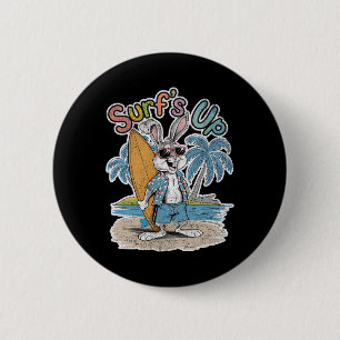 Surfen Auf Bunny Kaninchen Surfer Surfbrett Sommer Button