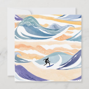 Surfen auf der Welle Zeitgenössische Wasserfarbe