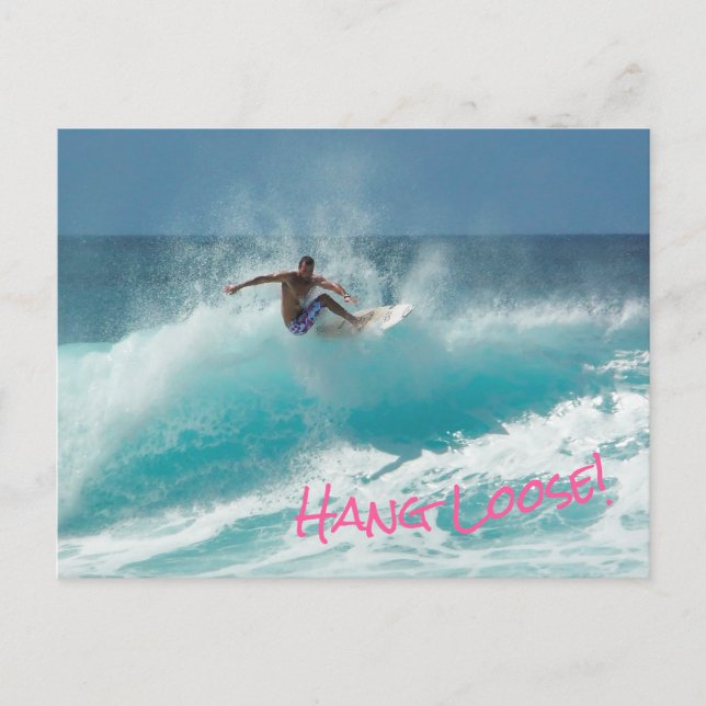 Surfen auf einer großen Welle Hang Loose Postkarte (Vorderseite)