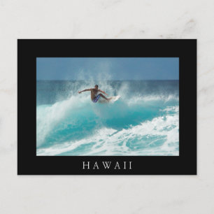 Surfen auf einer großen Welle schwarz Hawaii Postk Postkarte