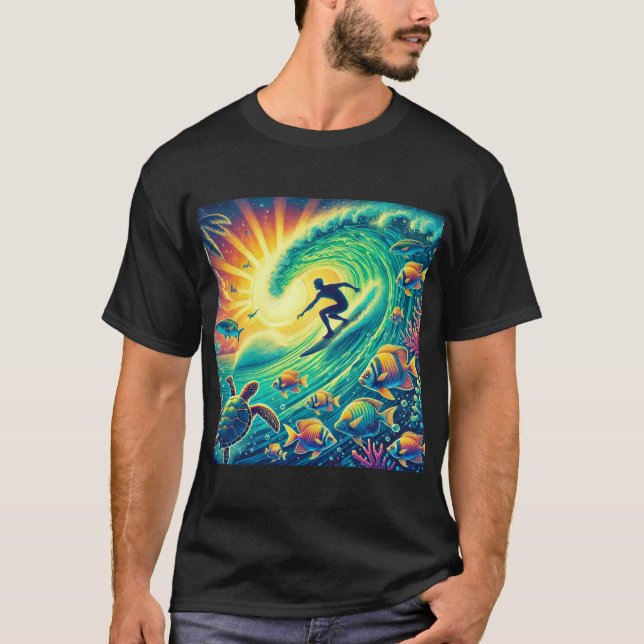 Surfen auf einer Riesenwelle T-Shirt (Vorderseite)