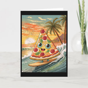 Surfen auf einer Wellenscheibe Pizza auf einem tro Karte