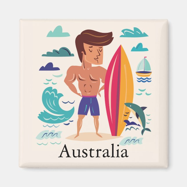 Surfen Australien Individuelle Name Magnet (Vorne)