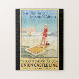 Surfen Baden in Südafrika Vintage Reiseposter Puzzle