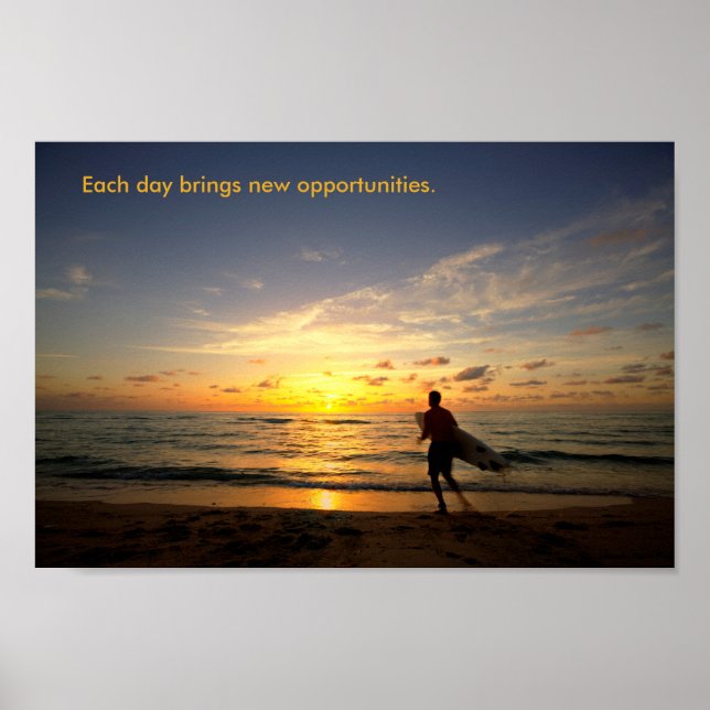 Surfen bei Sonnenaufgang Poster (Vorne)