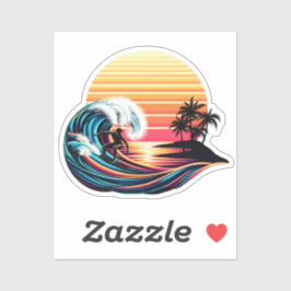 Surfen bei Sonnenuntergang Aufkleber
