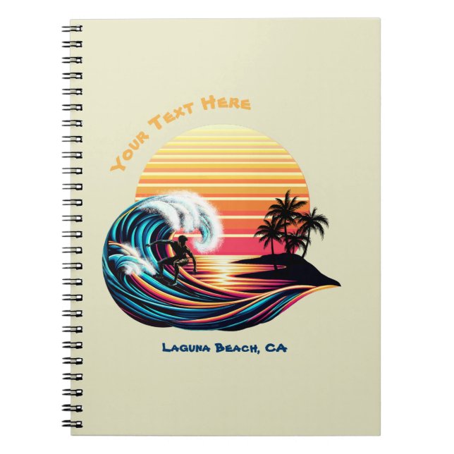 Surfen bei Sonnenuntergang - Notebook Notizblock (Vorderseite)