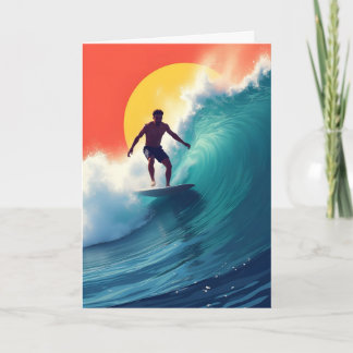 Surfen bei Sonnenuntergang zum Geburtstag Karte